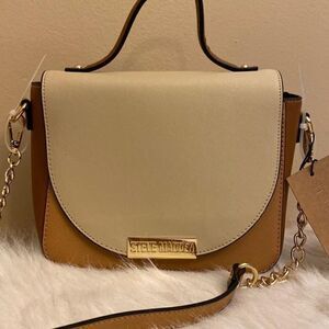 Steve Madden Color Block Vegan Leather Crossbody Satchel Style Chain Bag Purse